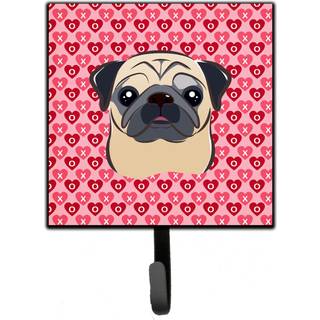"""" Caroline's Treasures Fawn Pug Hearts Wall Hook Small Multicolor """"