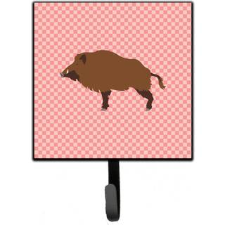 """" Caroline's Treasures Wild Boar Pig Pink Check Wall Hook Lille Multicolor """"