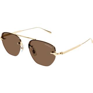 Montblanc Mand MB0404S 002 Solbriller Metal Guld Brun Rund