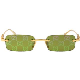 Gucci Mand GG1808S 002 Solbriller Metal Guld Grøn Firkantet