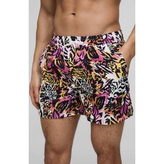 Mens Multi Short Length Abstract Print Swim Shorts