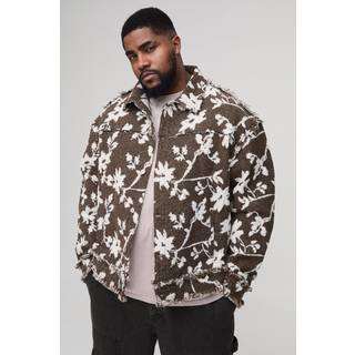 Mens Chocolate Plus Floral Tapestry Oversized Overshirt