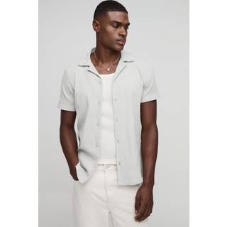 Mens Sage Slim Fit Seersucker Crinkle Shirt