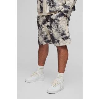 Mens Charcoal Plus Abstract Printed Twill Relaxed Fit Shorts