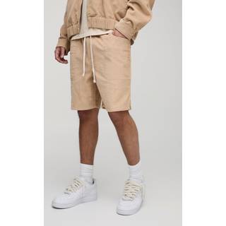 Mens Sand Elasticated Waist Relaxed Corduroy Shorts