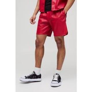 Mens Cherry Relaxed Fit Embossed Pleated PU Short