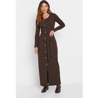 Lts Tall Chocolate Brown Ribbed Button Maxi Dress 18 Lts | Tall Women's Maxi Dresses