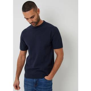 Threadbare Threadbare Navy Textured Front Knitted T-Shirt