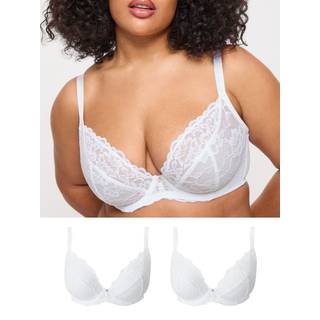 Ann Summers Ann Summers White DD+ Non Pad Plunge 2 Pack Sexy Lace Underwired Bra