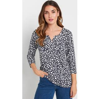 Lts Tall Navy Blue Leopard Print Henley Top 18 Lts | Tall Women's Day Tops
