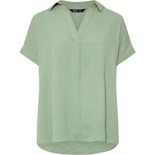 Yours Curve Yours Curve Green Collared Pleated Front Short Sleeve Blouse