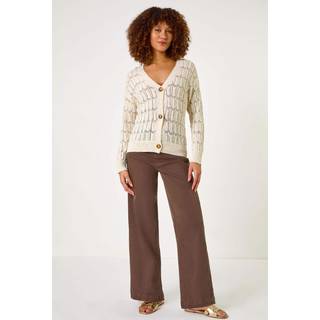 Roman Roman Natural Stitch Detail Button Through Knit Cardigan