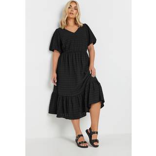 Yours Curve Yours Curve Black Textured Tiered Dress