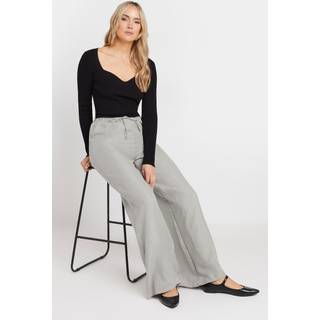 Lts Tall Light Grey Textured Wide Leg Trousers Long > 16 Lts | Tall Women's Wide Leg Trousers - Long 16