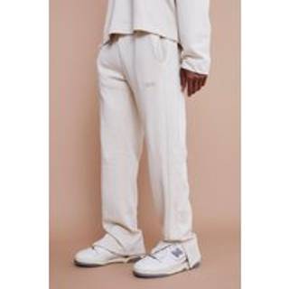 Mens Ecru Regular Fit Split Hem Heavyweight Jogger