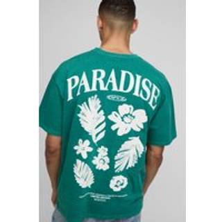 Mens Forest Oversized Paradise Floral Print Washed T-shirt