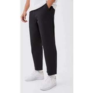 Mens Black Fixed Waist Skate Cropped Chino Trouser
