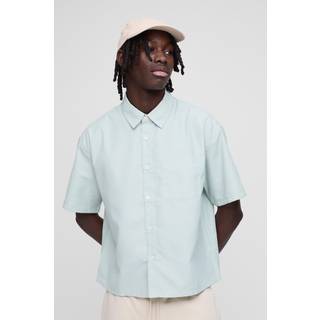 Mens Green Oversized Boxy One Pocket Collared Shirt