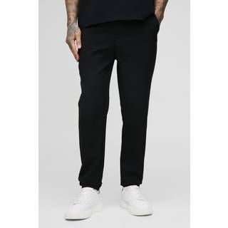Mens Black Tall Pleated Slim Fit Trousers