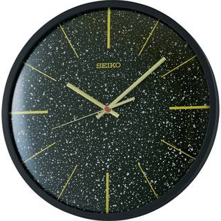 Seiko QXA828K Quarz Wanduhr mit Leisegang Schwarz/Goldfarben