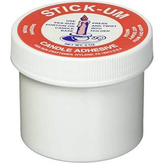 Fox Run Stick-Um Candle Adhesive, 2 oz (ca. 56 g) - Holder lysene lodret, Genanvendelig, Uden rester, Vaskbar, Fremstillet i USA