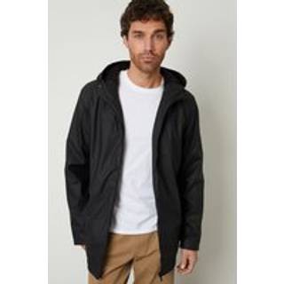 Threadbare Threadbare Black Microfleece Lined Hooded Rubberised Raincoat