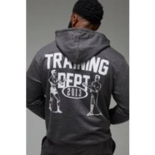 Mens Charcoal Man Active Training Dept Oversized Zip Through Hoodie