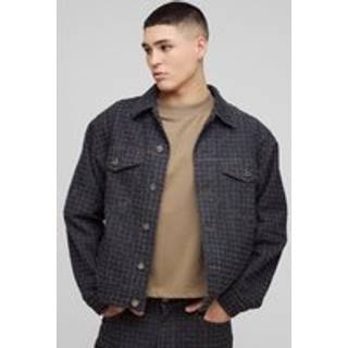 Mens Black Regular Textured Denim Jacket