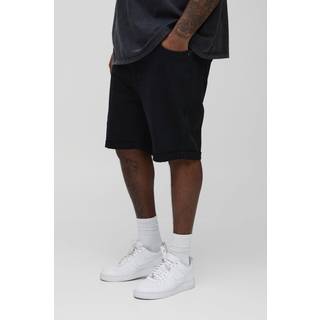 Mens True Black Plus Skinny Stretch Denim Shorts
