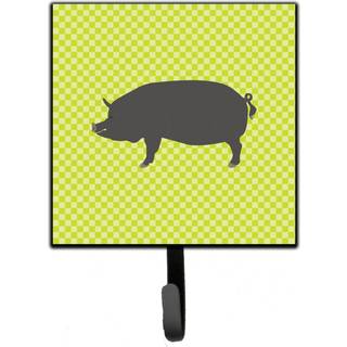 """" Caroline's Treasures Berkshire Pig Green Wall Hook Small Multicolor """"