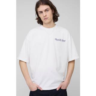 Mens White Tall Club De Sante Printed Oversized Boxy T-Shirt