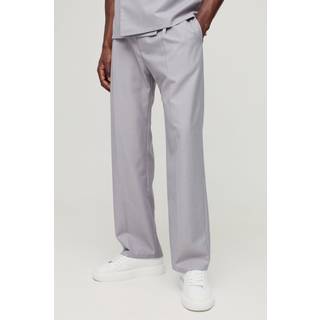 Mens Grey Relaxed Fit Belt Detail Pleat Front Trouser