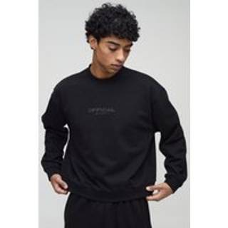 Mens Black Oversized Boxy Extended Neck Heavyweight Sweatshirt