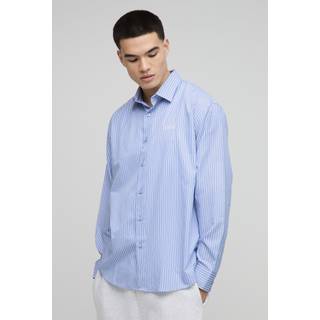 Mens Blue Homme Super Oversized Stripe Long Sleeve Shirt