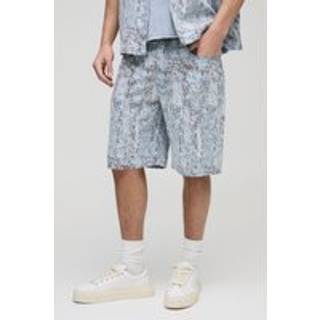 Mens Light Blue Relaxed Fit Tapestry Short