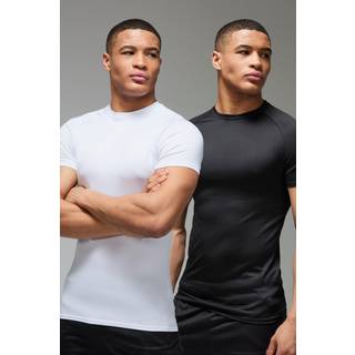Mens Multi Man Active Lightweight Essentials Gym Muscle Fit Raglan T-shirt 2 Pack