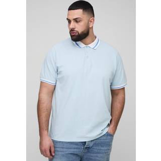 Mens Light Blue Plus Pique Slim Polo