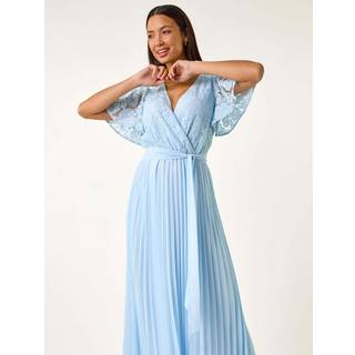 Roman Roman Blue Lace Detail Wrap Midi Dress