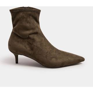 Lts Chocolate Brown Faux Suede Kitten Heeled Boots In Standard Fit Standard > 7 Lts | Tall Women's Women's Boots - Standard 7