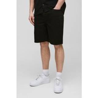 Mens True Black Tall Slim Rigid Denim Shorts