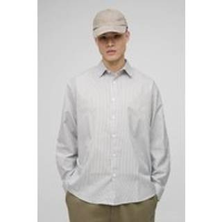 Mens Olive Super Oversized Stripe Long Sleeve Shirt