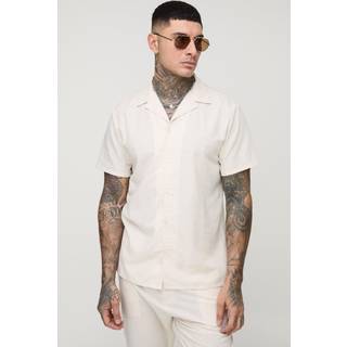 Mens Natural Tall Regular Fit Linen Look Revere Shirt