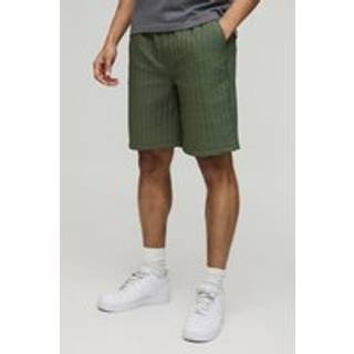 Mens Khaki Elasticated Relaxed Fit Quilted Nylon Shorts