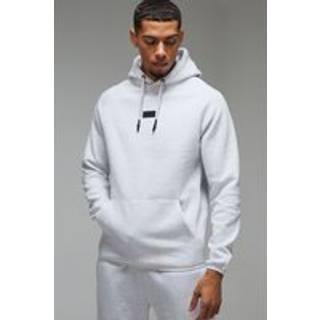Mens Grey Marl Man Active Regular Fit Badge Hoodie