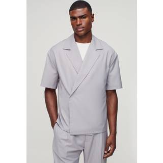 Mens Grey Oversized Wrap Smart Shirt