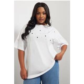Yours Curve 100% Bomuld Eyelet Yolk Relaxed Shoulder TopEU 50-52 (UK 22-24)