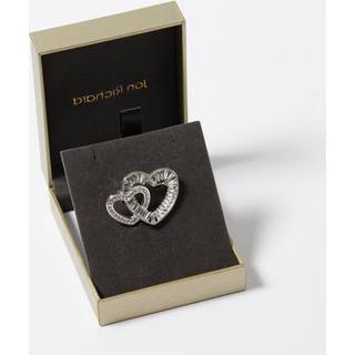 Jon Richard Jon Richard Silver Interlink Crystal Heart Brooch Gift Boxes