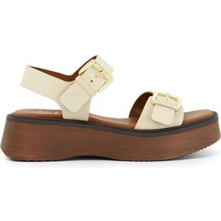 Dune London Dune London Cream Luno Buckle Flatform Sandals