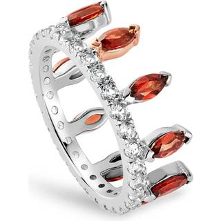 Clogau® Celebration Sterling Silver Crown Ring with Red Garnet & Topaz
