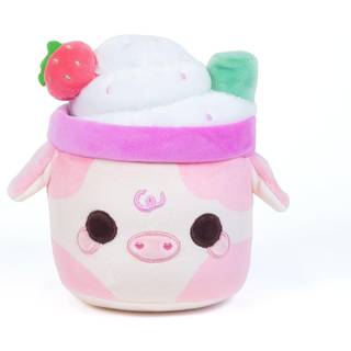 Cuddle Barn Plushgoals - Strawberry Mooshake | Super blød kawaii lyserød duftende udstoppet dyre plys legetøj 7 tommer